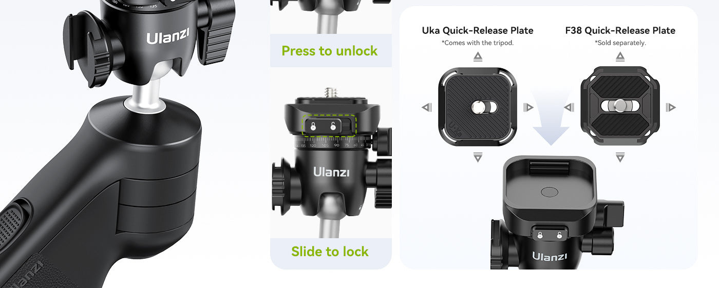 Ulanzi TT38 ClickOpen Tabletop Tripod – Uka and F38 plates