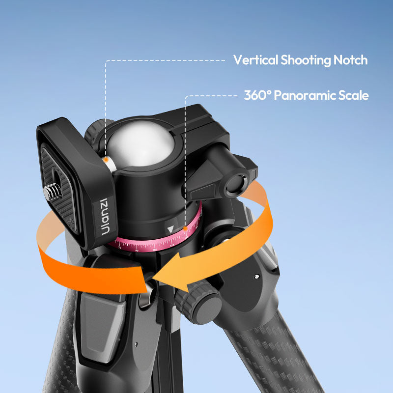 Ulanzi TZ01 Versatile 2-in-1 Carbon Fiber Tripod – 360° ball head