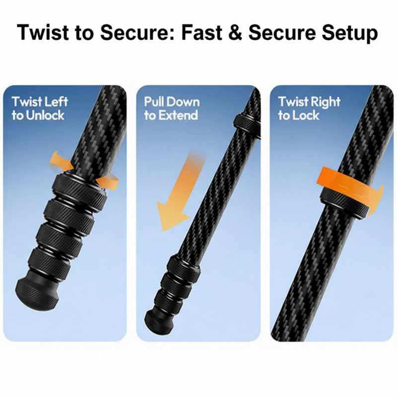 Ulanzi TZ01 Versatile 2-in-1 Carbon Fiber Tripod – Twist-lock legs