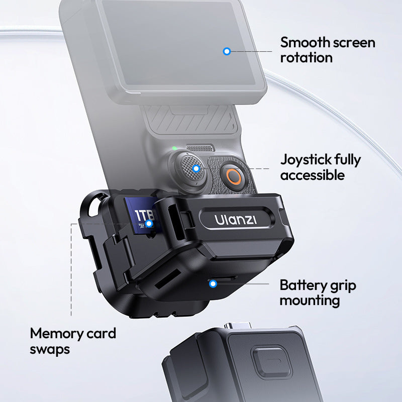 Ulanzi PK13 Uka Expansion Adapter for DJI Osmo Pocket 3 – Screen, joystick and battery at hand