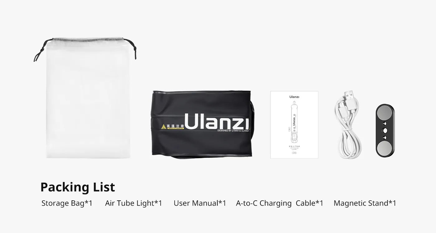 Ulanzi UA20 20W nafukovací světlo – Package contents