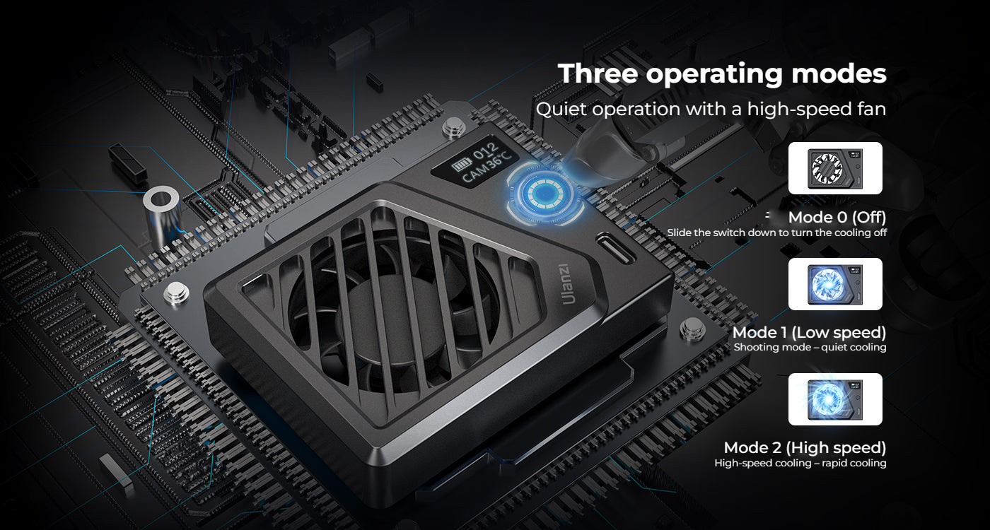 Ulanzi Camera Cooling Fan V3 stříbrný – Three operating modes