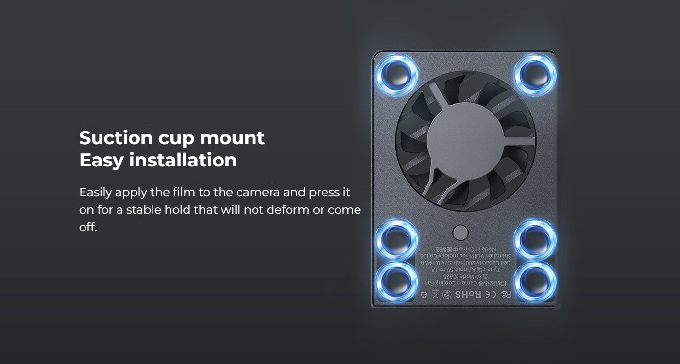 Ulanzi Camera Cooling Fan V3 stříbrný – Suction-cup mounting