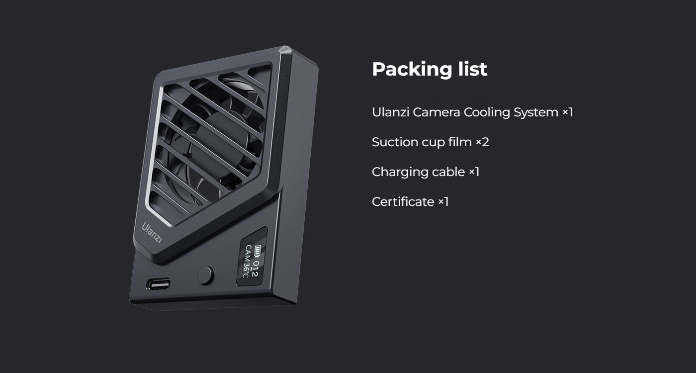 Ulanzi Camera Cooling Fan V3 stříbrný – What is in the box
