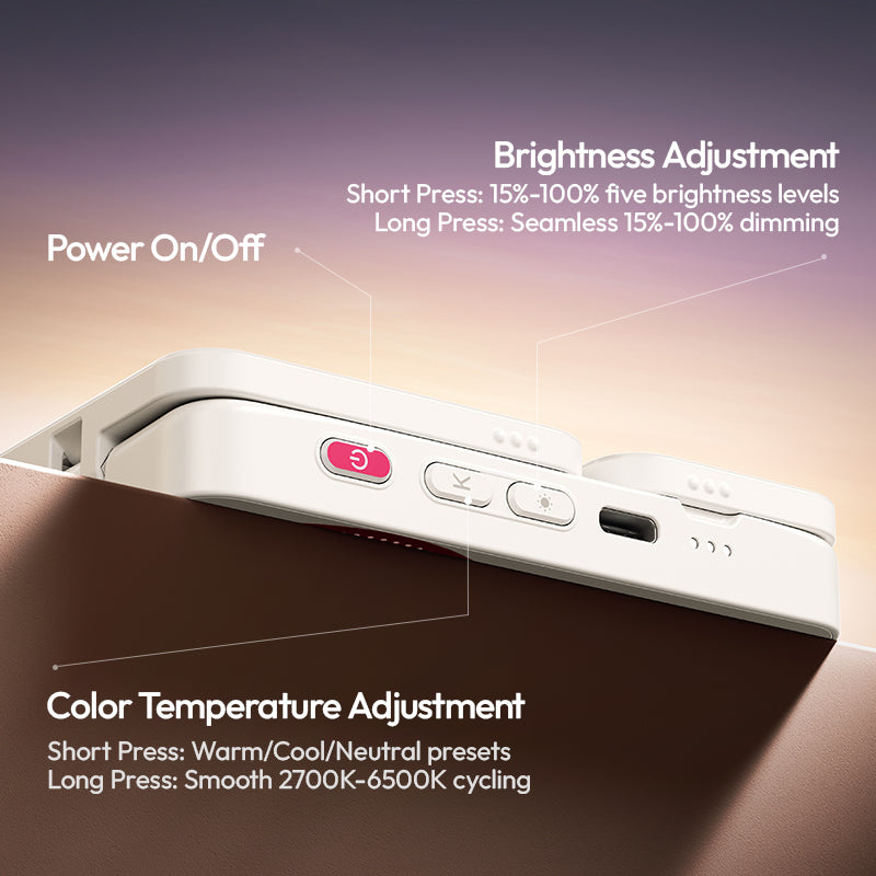 Ulanzi GL01 GlowUp světlo (Peach Snow) – One-button control