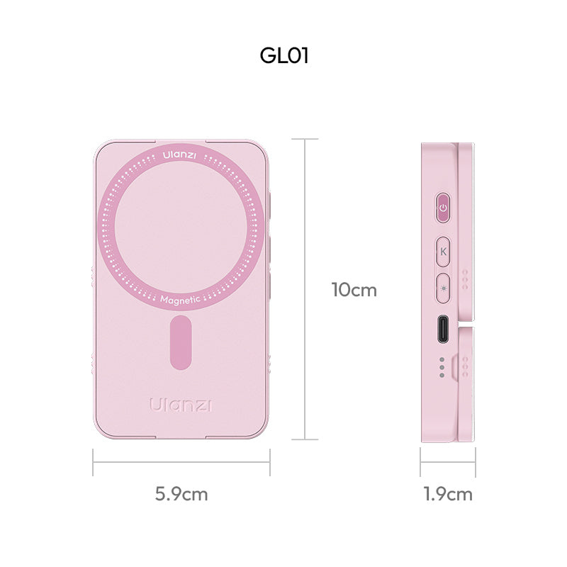Ulanzi GL01 GlowUp světlo (Sakura Pink) – Dimensions