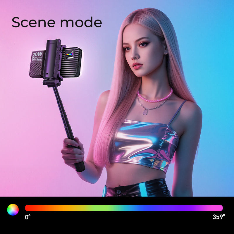 Ulanzi K20 RGB 20W panelové světlo – Full-color HSI mode
