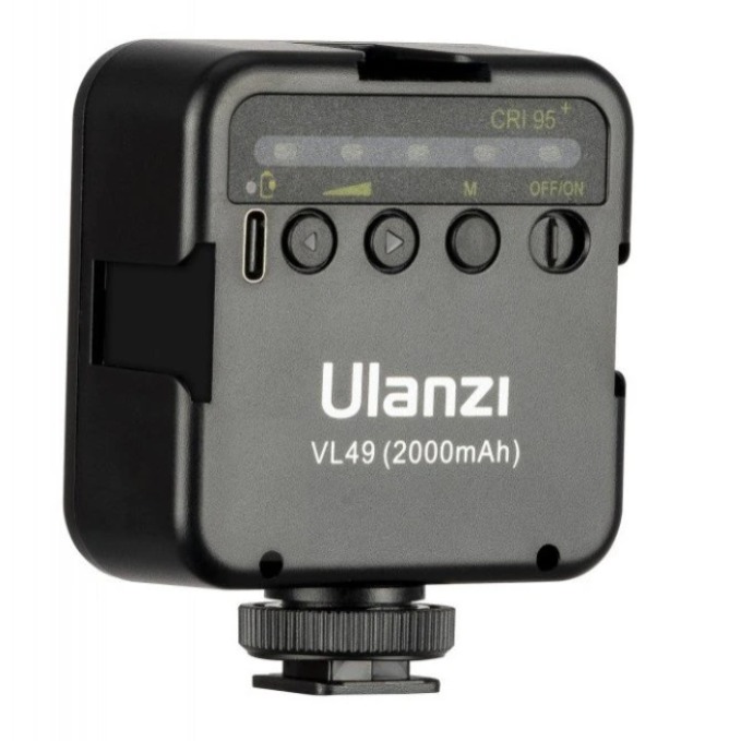 Ulanzi VL49 mini LED světlo – Controls on the back