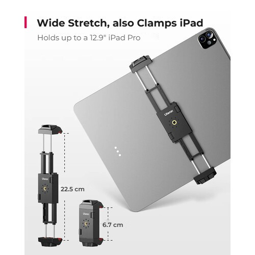 Ulanzi ST-29 držák telefonu a tabletu na stativ – From iPhone to 12.9″ iPad Pro