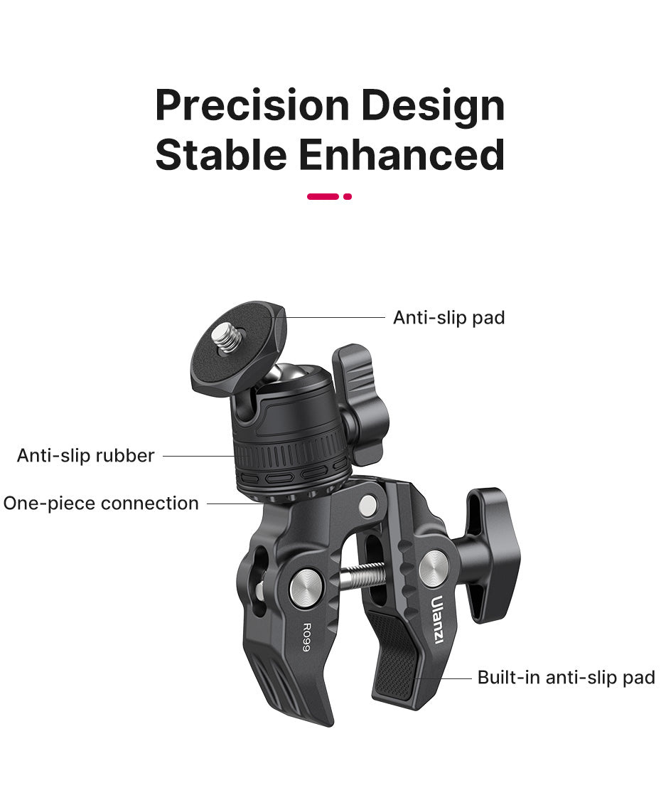 Ulanzi R099 svorka s mini kulovou hlavou – Precision design, enhanced stability