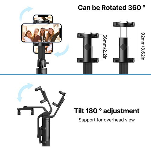 Ulanzi SK-03 selfie tyč a stativ s Bluetooth ovladačem – 360° rotation and 180° tilt