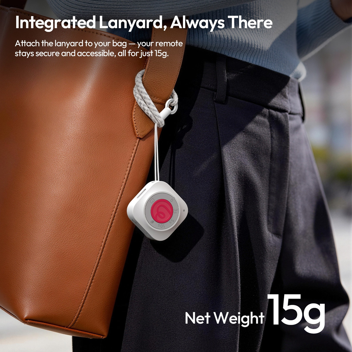 Ulanzi UT01 bluetooth dálková spoušť a scroller, bílá – A lanyard, just 15 g