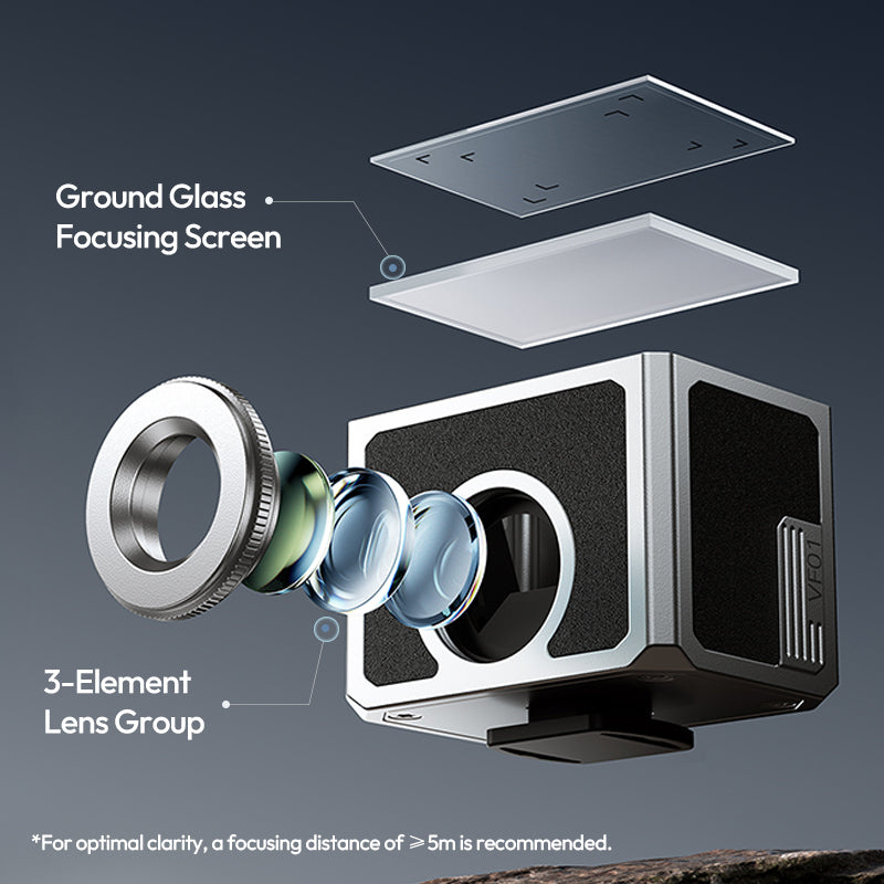 Ulanzi VF01 Waist-Level Viewfinder – Three-element optics and ground glass